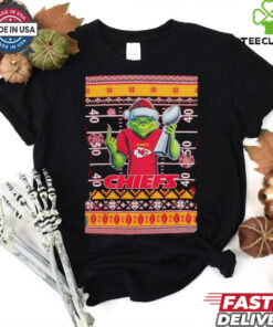 Kansas City Chiefs X Grinch Christmas with Super Bowl Trophy ugly Christmas shirt