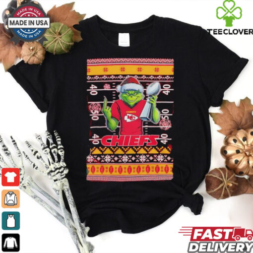Kansas City Chiefs X Grinch Christmas with Super Bowl Trophy ugly Christmas shirt