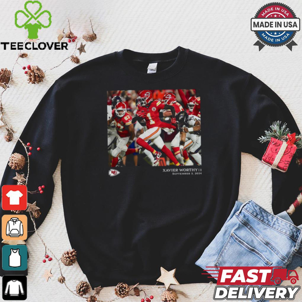 Kansas City Chiefs Xavier Worthy Black NFL Flash Features Week 1 T Shirt Kansas City Chiefs Xavier Worthy Black NFL Flash Features Week 1 T Shirt