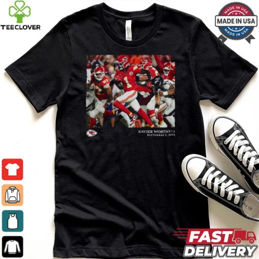 Kansas City Chiefs Xavier Worthy Black NFL Flash Features Week 1 T Shirt