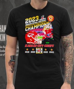 Kansas City Chiefs back 2 back 2023 AFC champions helmet mascot shirt