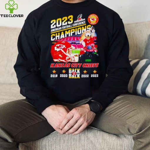 Kansas City Chiefs back 2 back 2023 AFC champions helmet mascot hoodie, sweater, longsleeve, shirt v-neck, t-shirt