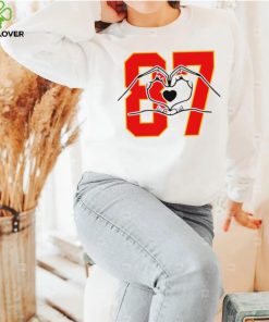 Kansas City Chiefs football Travis Kelce gloves heart 87 funny shirt