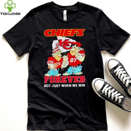 Kansas City Chiefs forever not just when we win Patrick Mahomes and Travis Kelce cartoon hoodie, sweater, longsleeve, shirt v-neck, t-shirt