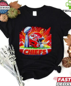 Kansas City Chiefs helmet and Super Bowl trophy shirt
