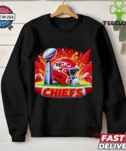 Kansas City Chiefs helmet and Super Bowl trophy shirt