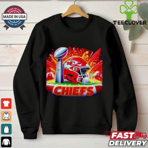 Kansas City Chiefs helmet and Super Bowl trophy shirt