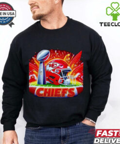 Kansas City Chiefs helmet and Super Bowl trophy shirt