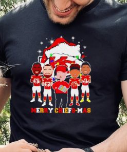 Kansas City Chiefs logo wearing hat santa merry Christmas Shirt