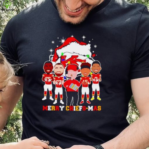 Kansas City Chiefs logo wearing hat santa merry Christmas Shirt