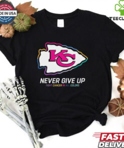 Kansas City Chiefs never give up fight cancer in all colors shirt