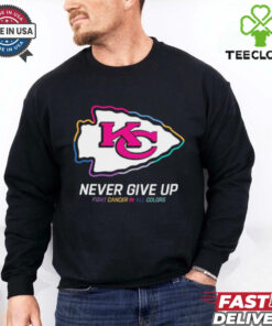 Kansas City Chiefs never give up fight cancer in all colors shirt