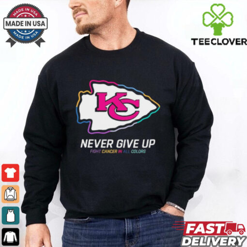 Kansas City Chiefs never give up fight cancer in all colors shirt