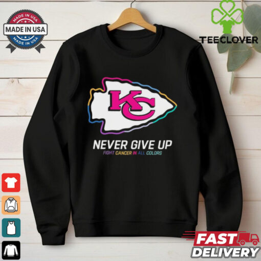 Kansas City Chiefs never give up fight cancer in all colors shirt