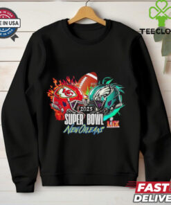 Kansas City Chiefs vs Philadelphia Eagles helmet Super Bowl 2025 shirt