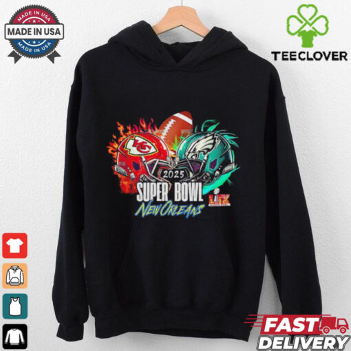 Kansas City Chiefs vs Philadelphia Eagles helmet Super Bowl 2025 shirt