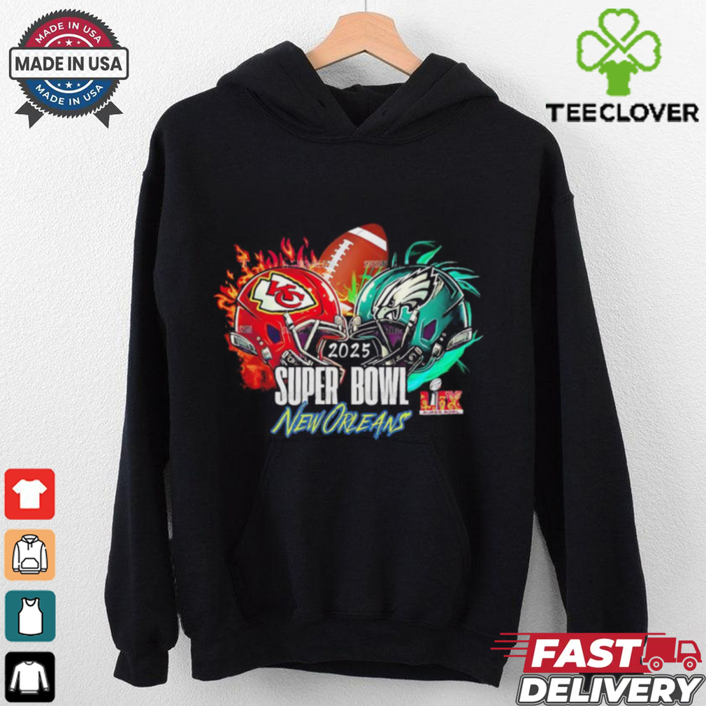 Kansas City Chiefs vs Philadelphia Eagles helmet Super Bowl 2025 shirt Kansas City Chiefs vs Philadelphia Eagles helmet Super Bowl 2025 shirt