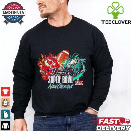 Kansas City Chiefs vs Philadelphia Eagles helmet Super Bowl 2025 shirt