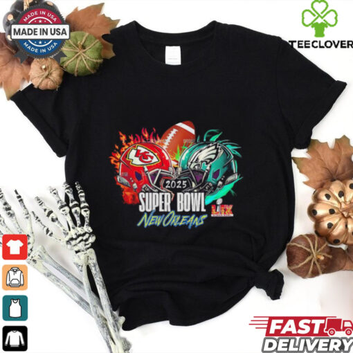 Kansas City Chiefs vs Philadelphia Eagles helmet Super Bowl 2025 shirt