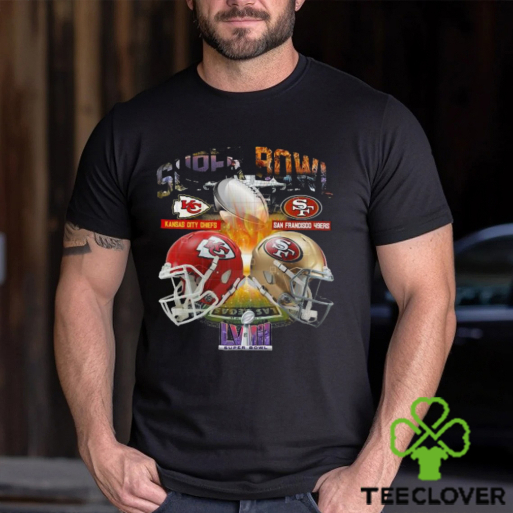 Kansas City Chiefs vs San Francisco 49Ers Super Bowl LVIII Champions Helmet Shirt Kansas City Chiefs vs San Francisco 49Ers Super Bowl LVIII Champions Helmet Shirt