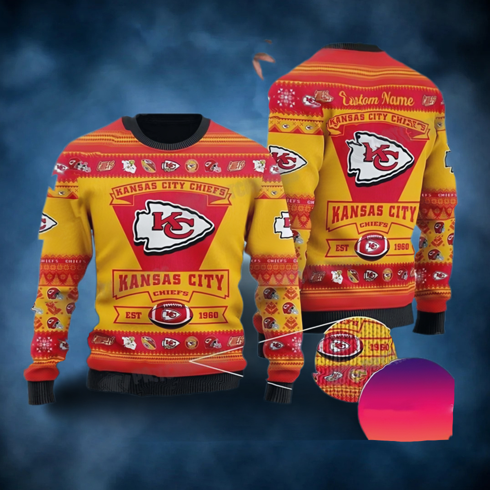 Kansas City Football Est 1960 Personalized Ugly Christmas Sweater NFL Chiefs Fan Gift Kansas City Football Est 1960 Personalized Ugly Christmas Sweater NFL Chiefs Fan Gift