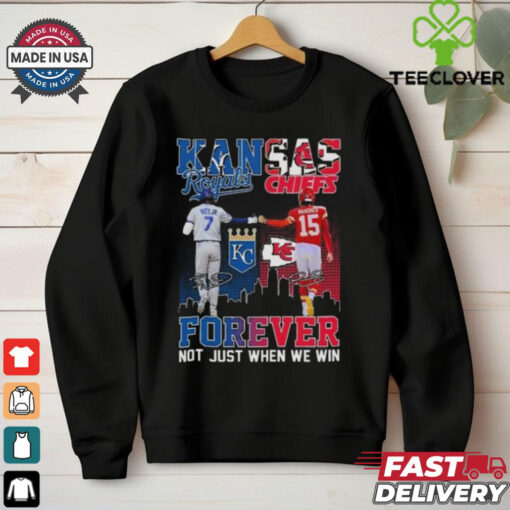 Kansas City Royals Bobby Witt Jr. Kansas City Chiefs Patrick Mahomes Stars Forever Not Just When We Win T hoodie, sweater, longsleeve, shirt v-neck, t-shirt