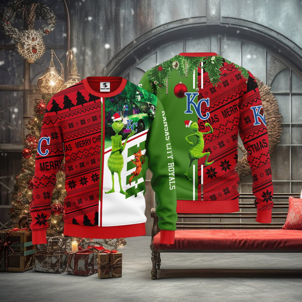 Kansas City Royals Grinch & Scooby doo Christmas Ugly Sweater 1 Kansas City Royals Grinch & Scooby doo Christmas Ugly Sweater 1