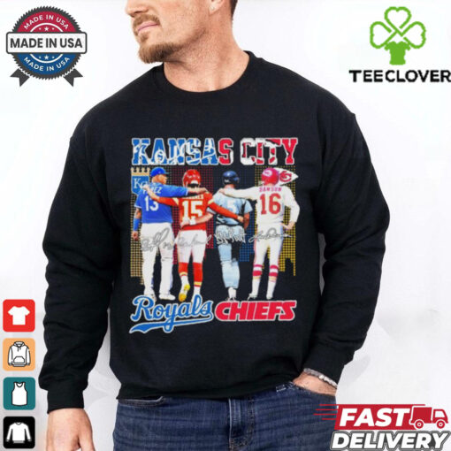 Kansas City Royals Salvador Perez, George Brett X Kansas City Chiefs Patrick Mahomes, Len Dawson Shirt