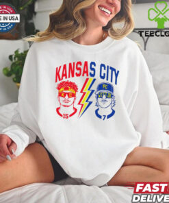 Kansas City Royals and Kansan City Chiefs football Patrick Mahomes vs Witt Jr. shirt 1 Kansas City Royals and Kansan City Chiefs football Patrick Mahomes vs Witt Jr. shirt