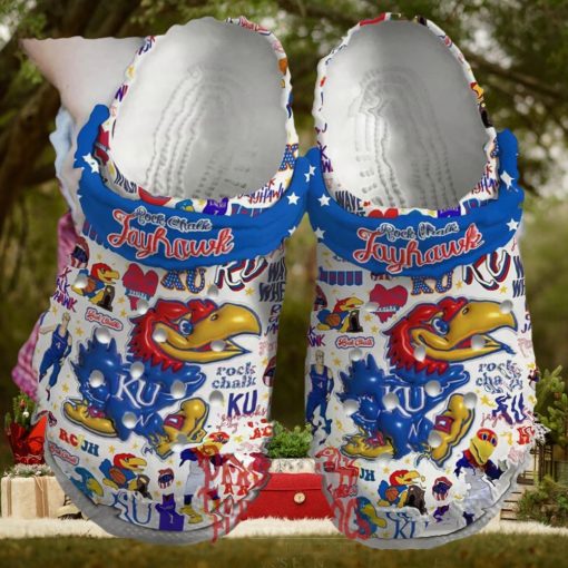 Kansas Jayhawk Rock Chalk Basketball Crocs For Adults