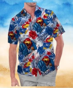 Kansas Jayhawks America Flag Tropical Floral Aloha Hawaiian Shirt