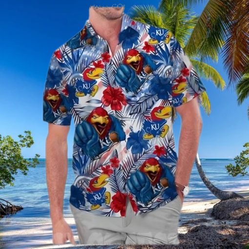 Kansas Jayhawks America Flag Tropical Floral Aloha Hawaiian Shirt