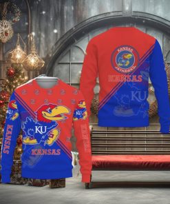Kansas Jayhawks Cross Style Knitted Xmas Sweater