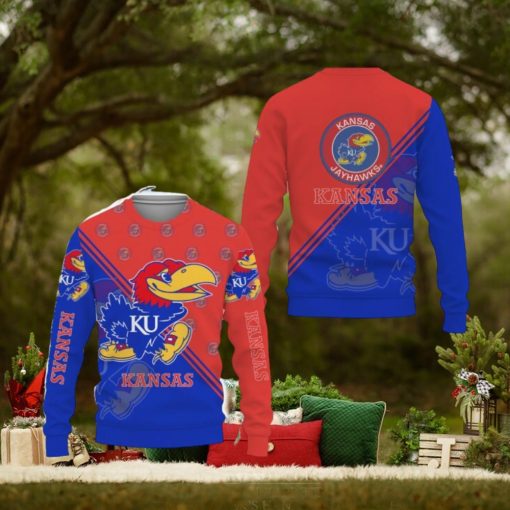 Kansas Jayhawks Cross Style Knitted Xmas Sweater