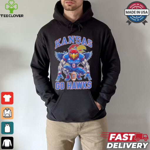 Kansas Jayhawks Football Go Hawks Mascot Shirt
