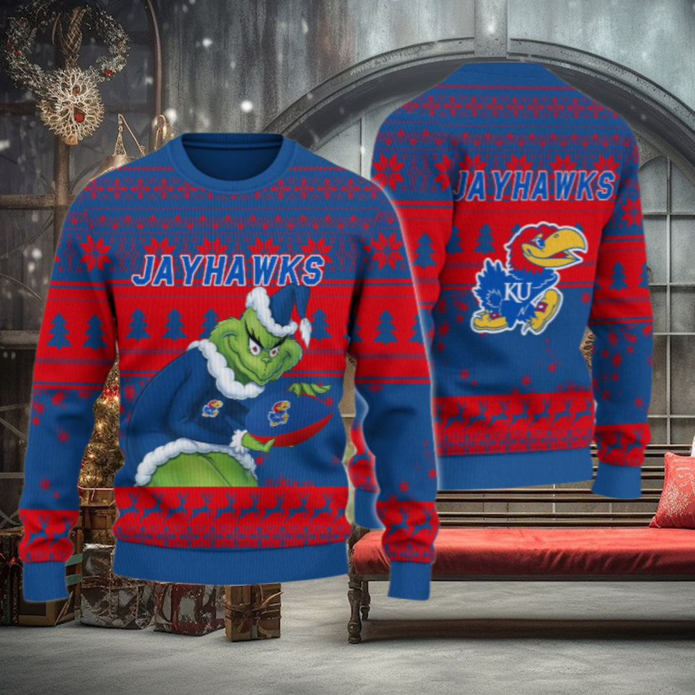 Kansas Jayhawks Grinch Ugly Christmas Sweater Kansas Jayhawks Grinch Ugly Christmas Sweater
