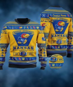 Kansas Jayhawks NCAA Custom Name Ugly Christmas Sweater