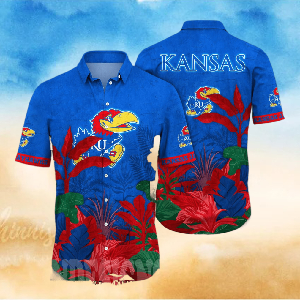Kansas Jayhawks NCAA Flower Classic All Over Printed Hawaiian Shirt Kansas Jayhawks NCAA Flower Classic All Over Printed Hawaiian Shirt