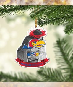 Kansas Jayhawks NCAA Jesus Christ Hug Christmas Ornament