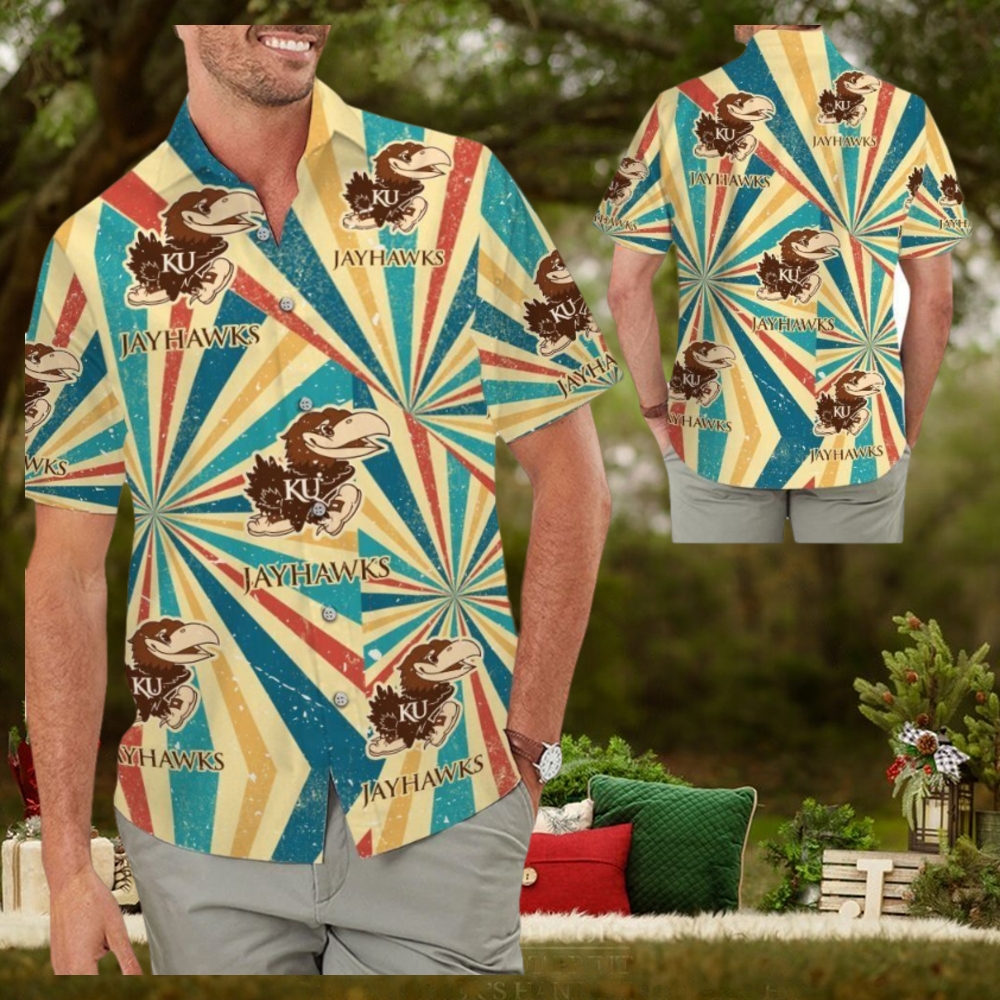 Kansas Jayhawks Retro Vintage Style Tropical Hawaiian Shirt Kansas Jayhawks Retro Vintage Style Tropical Hawaiian Shirt