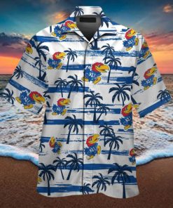 Kansas Jayhawks Short Sleeve Button Up Tropical Hawaiian Shirt