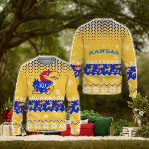 Kansas Jayhawks Sports Football Merry Christmas 3D Sweater For Fans Gifts Unisex