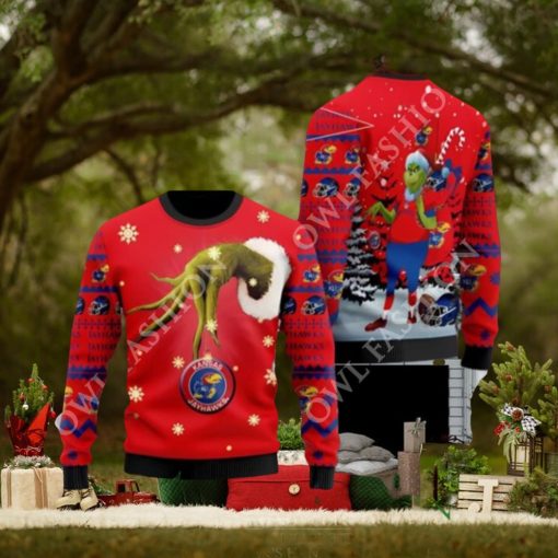 Kansas Jayhawks Team Grinch Ugly Christmas Sweater Cute Jumper Gift