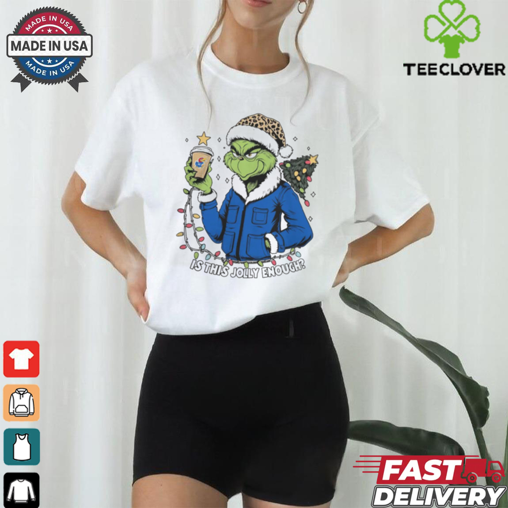Kansas Jayhawks x Santa Grinch Is This Jolly Enough Merry Christmas Shirt Kansas Jayhawks x Santa Grinch Is This Jolly Enough Merry Christmas Shirt