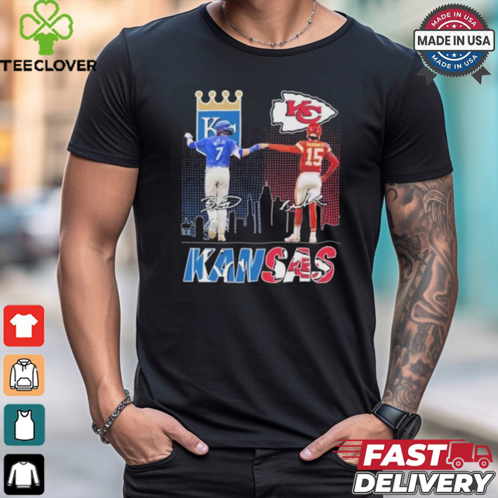 Kansas Sports Teams Bobby Witt Jr. And Patrick Mahomes 2024 Signatures Shirt Kansas Sports Teams Bobby Witt Jr. And Patrick Mahomes 2024 Signatures Shirt