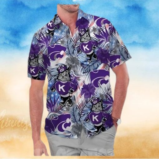 Kansas State Wildcats America Flag Tropical Floral Aloha Hawaiian Shirt