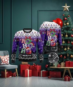 Kansas State Wildcats Ho Ho Ho 3D Print Christmas Wool Sweater, Ugly Sweater, Christmas Sweaters, Hoodie, Sweater