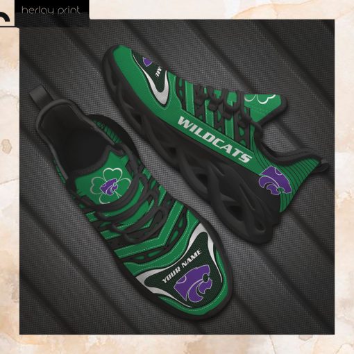 Kansas State Wildcats NCAA St. Patrick’s Day Shamrock Custom Name Clunky Max Soul Shoes Sneakers For Mens Womens