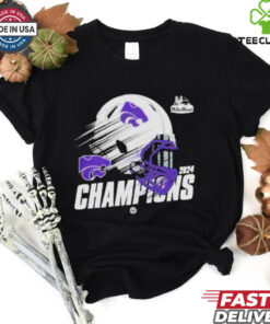 Kansas State Wildcats Rate Bowl Game Champions 2024 Helmet Logo NCAAF Bowl Games 2024-2025 T-Shirt, featuring a bold design with the official Rate Bowl Championship helmet logo and the Kansas State Wildcats team logo. Perfect for fans celebrating the Wildcats' victory in the 2024 bowl game and showing their pride for the team heading into 2025!