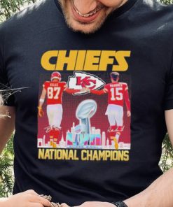 Kansas city Chiefs national champions Kelce Mahomes signatures shirt